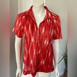 Talbots Red Brushstroke Blouse